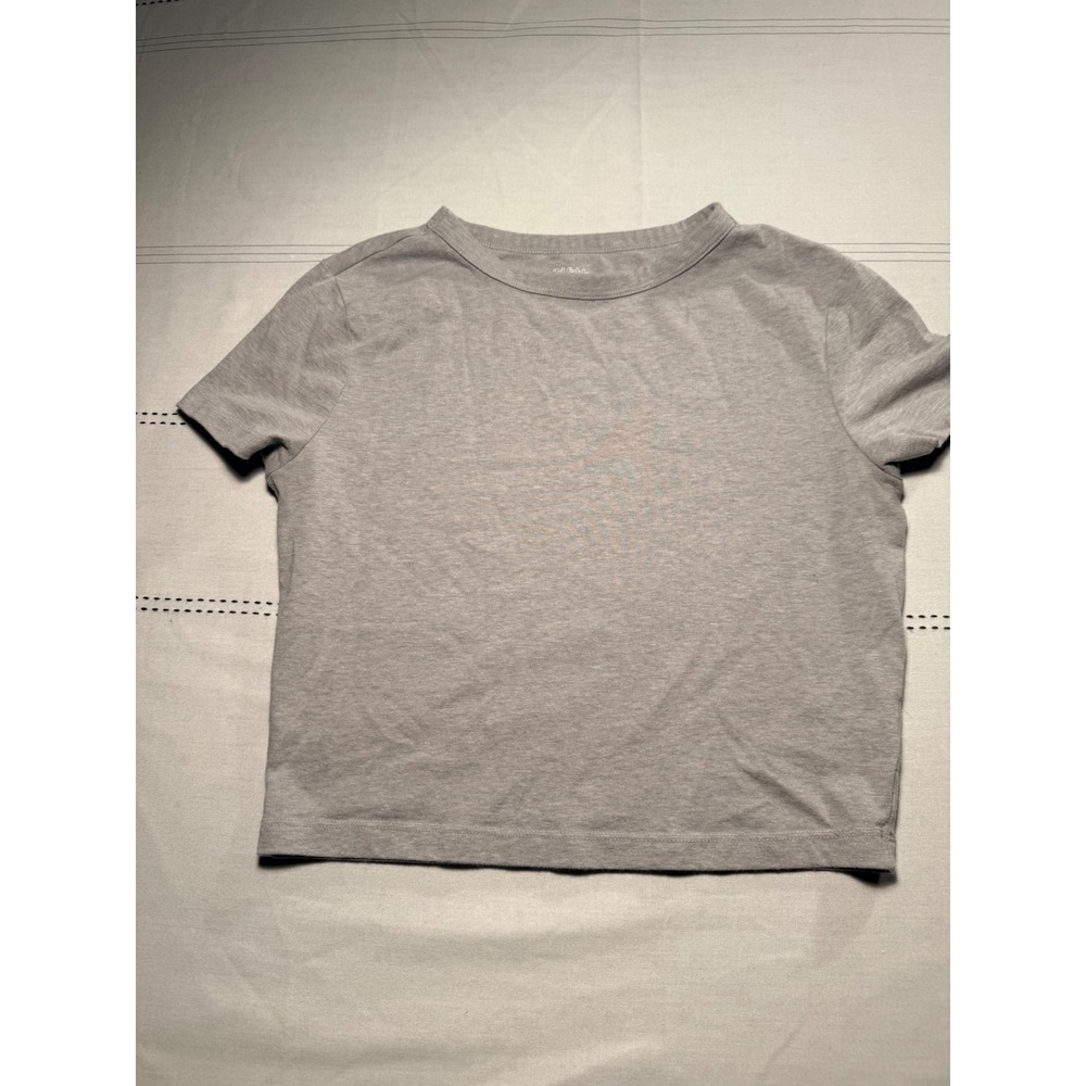 Wild Fable Heather Gray Cropped Short Sleeve Crewneck T-Shirt Womens Size M